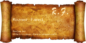 Rozner Fanni névjegykártya